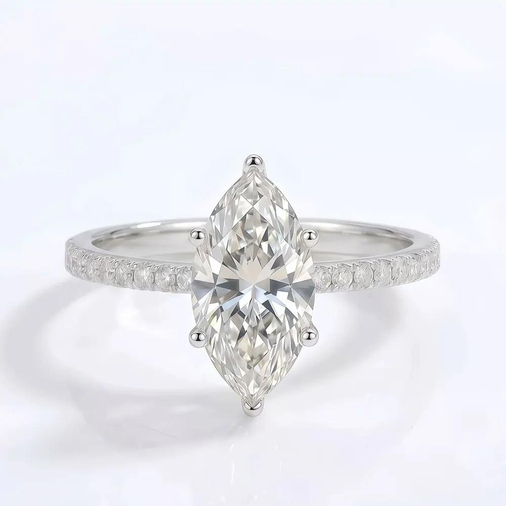 Anel de Moissanite Marquise Radial