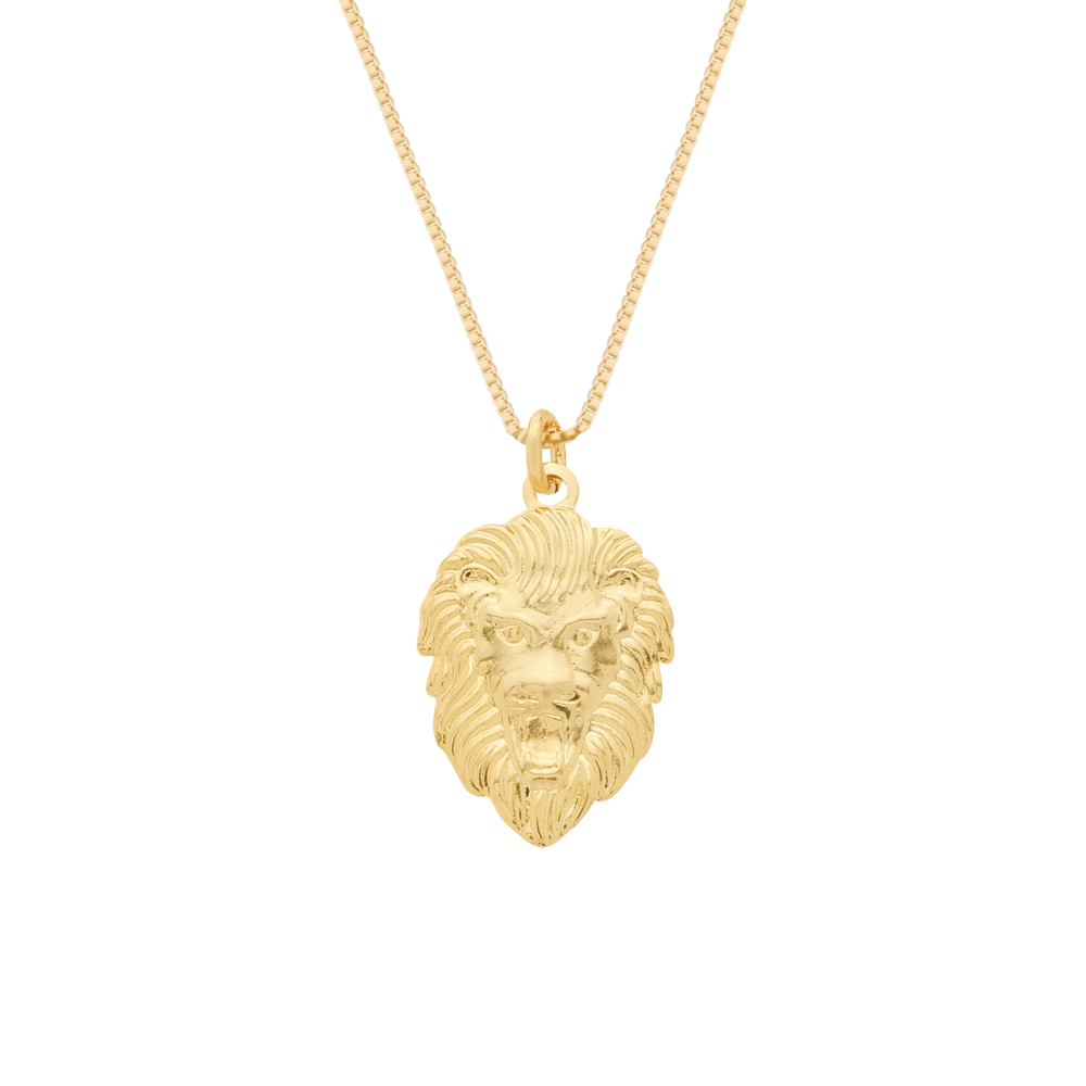Colar Dourado Pingente Leão